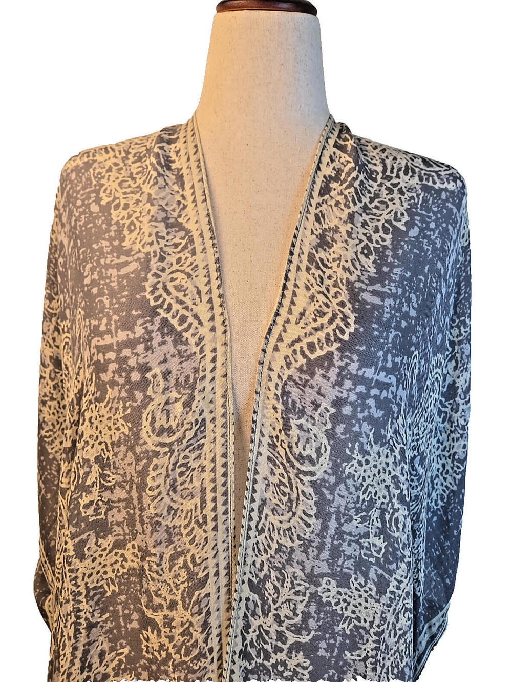 Breezy Lane Lightweight Swimsuit Coverup Kimono Open Shawl Gray One Size